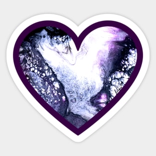 Icy Blue/Purple Paint Pour Heart Sticker